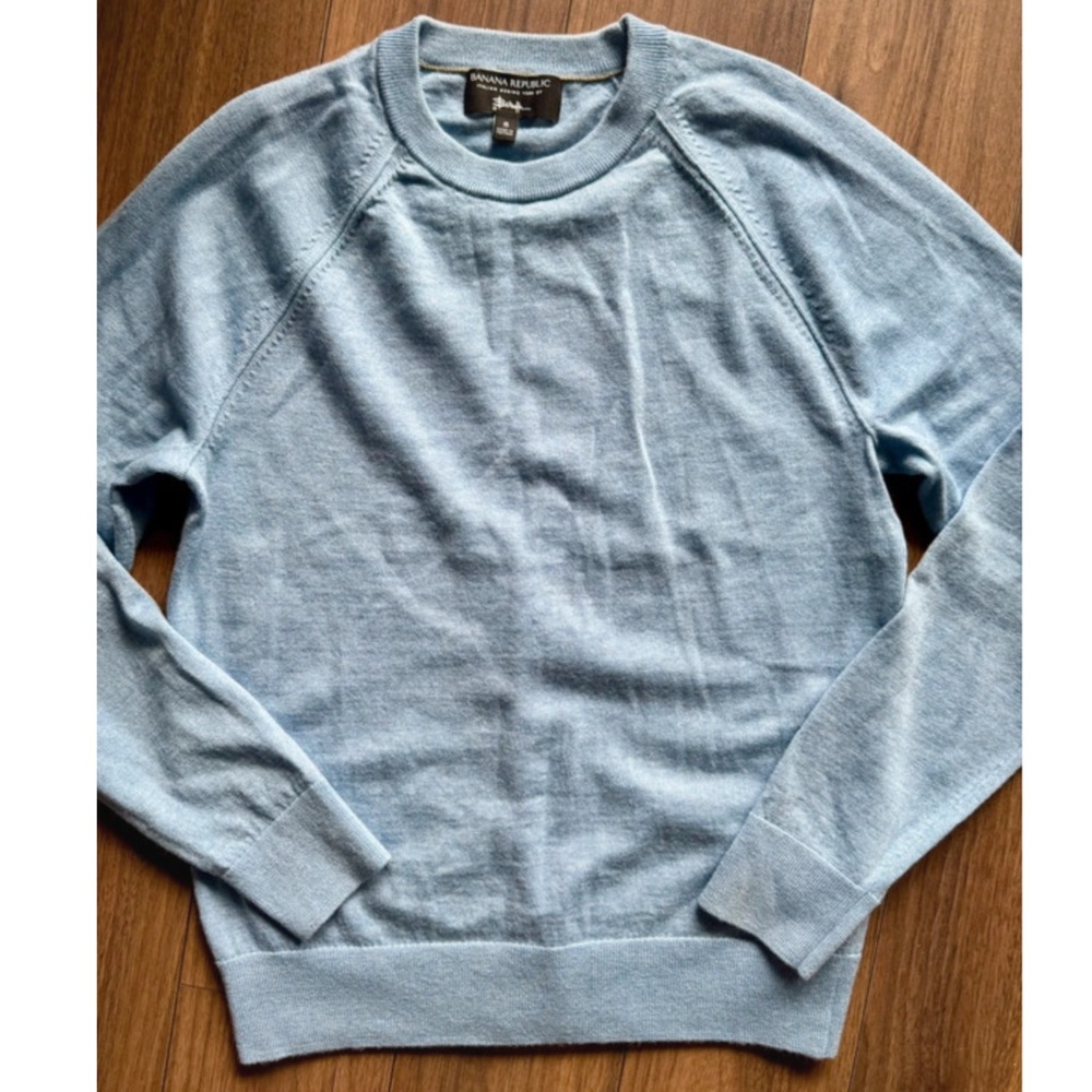 Banana Republic Men's Light Blue Crewneck Sweater Merino Wool Italian S